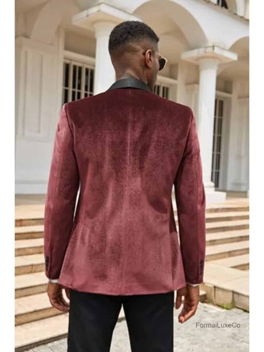 Men's Velvet Tuxedo Jacket One Button Slim Fit Shawl Collar Wedding Blazer